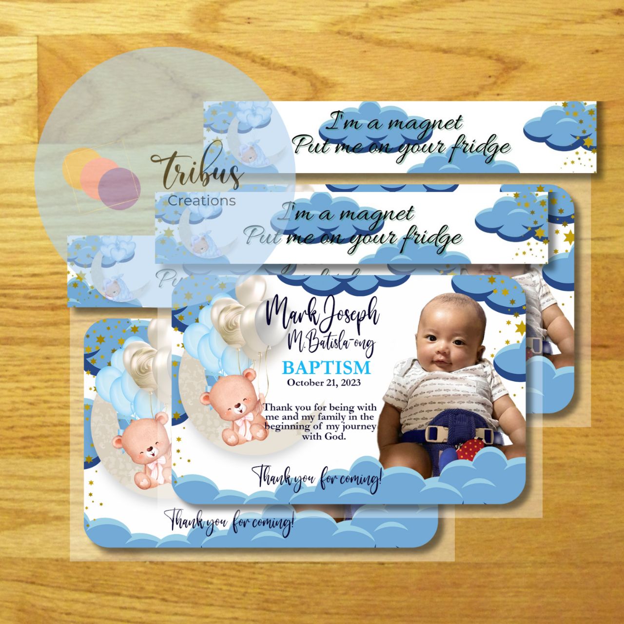 Ref Magnet Baptism Keepsake Moon And Stars Ref Magnet (Baptismal