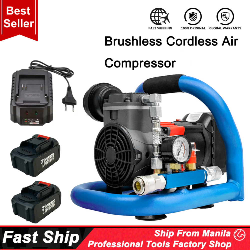 21V Portable Air Compressor with Pressure Gauge Car Tire Pump Cylinder Power System Mini Air Compressor Car Tire Inflation Pump Presyo 4,399 Piso*Libreng Shipping