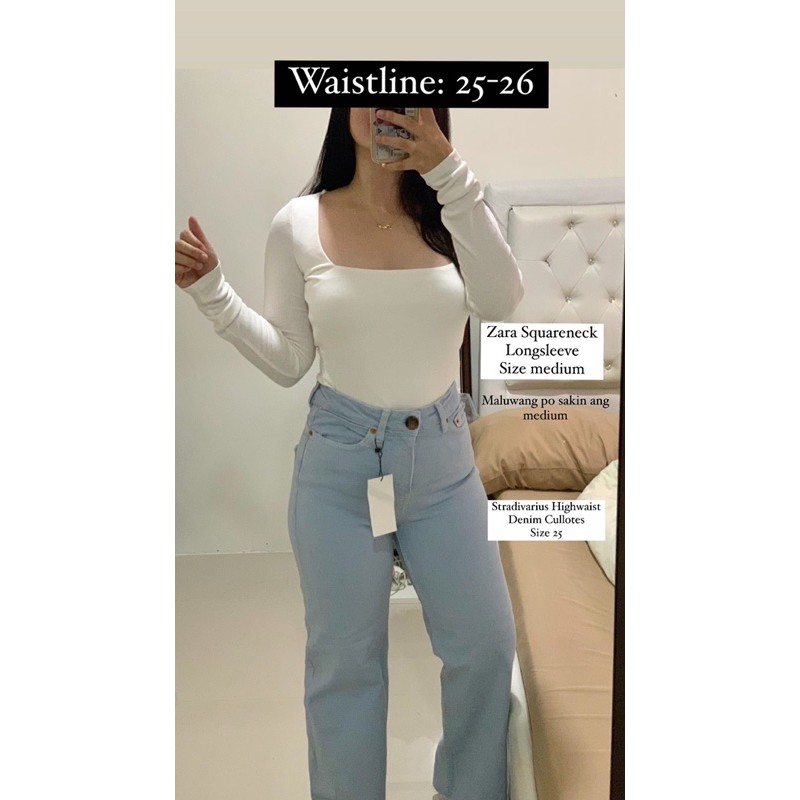 zara square neck long sleeve top