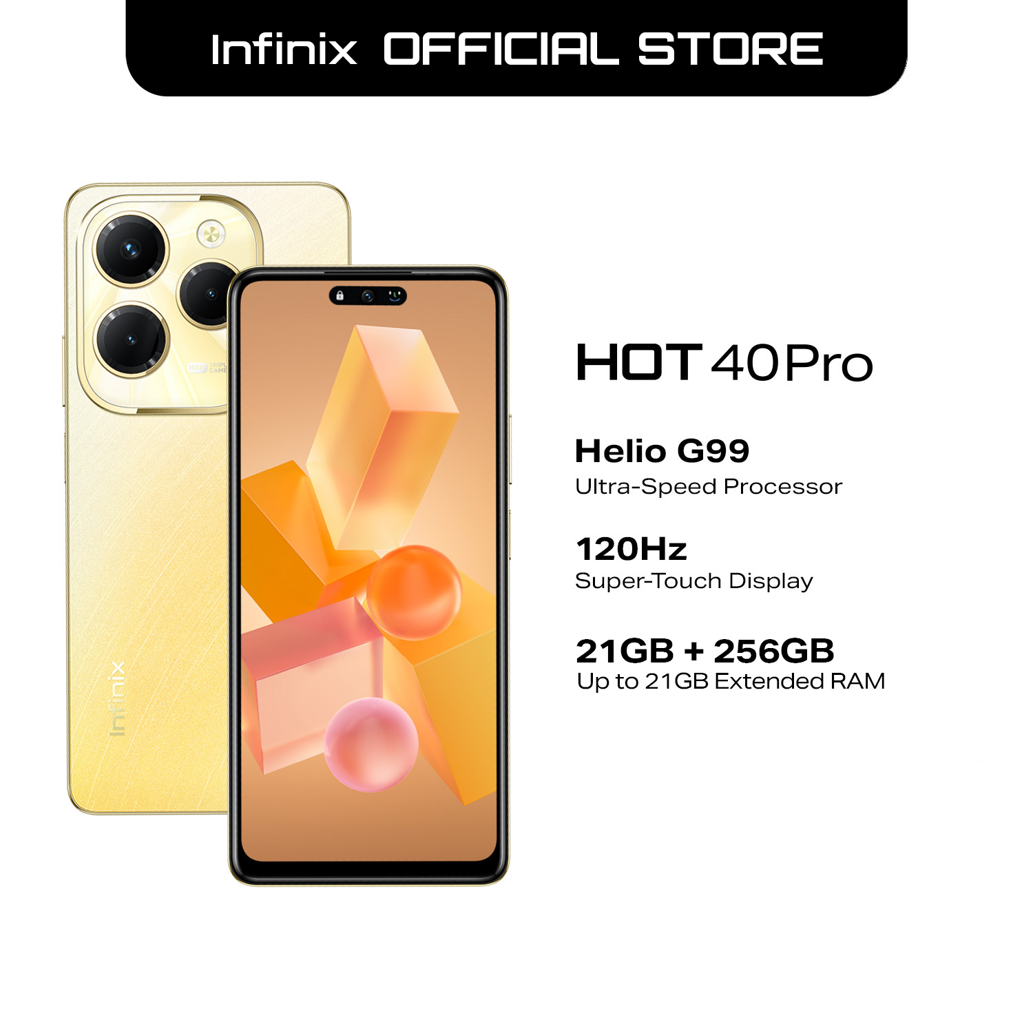 Infinix Hot 40 Pro, up to 21GB [12+256GB] MediaTek Helio G99 (1 year local warranty)