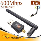 600Mbps Dual Band USB WiFi Adapter with Antenna