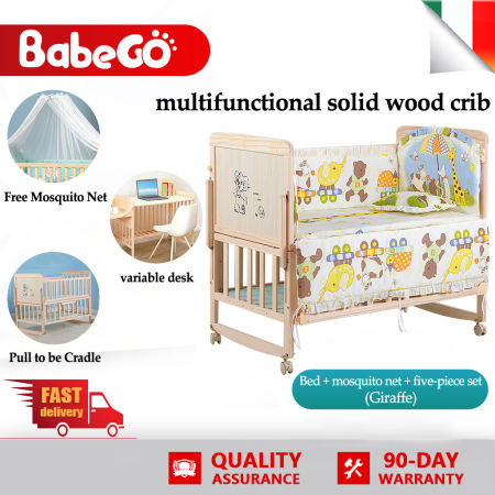 Kuna Wooden Crib with Mosquito Net and Changing Table
