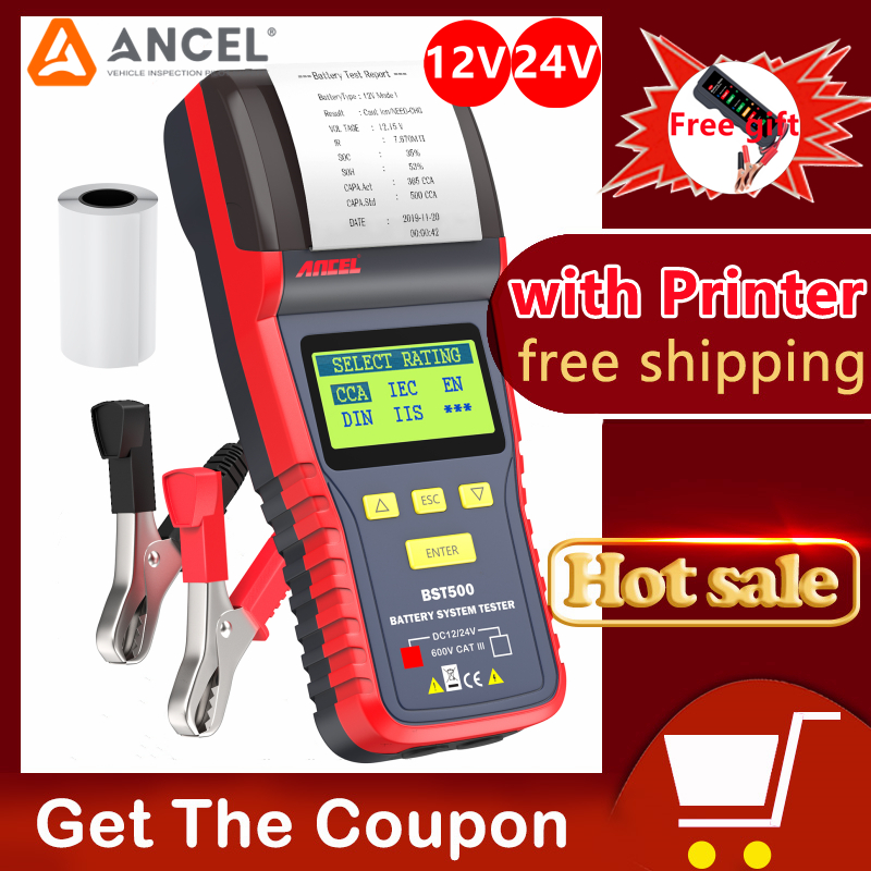 Ancel BST500 Battery Tester: 12V/24V Digital Car Battery Analyzer