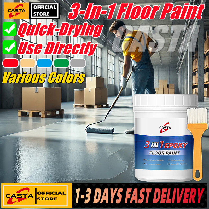 👉1KG👉3 In 1 Epoxy Floor Paint, Cement Floor Paint, Wear-Resistant Waterproof, Suitable For Warehouse, Workshop, Outdoor, Indoor, Garage, Office, Gym, Factory, Playground, Shopping Mall - Philippines