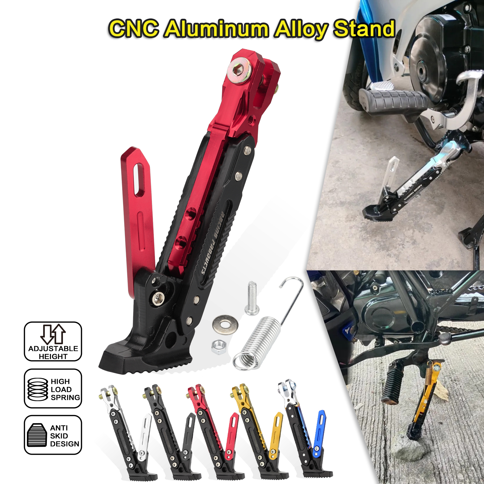 Universal Motorcycle Side Stand CNC Full Aluminum Alloy Adjustable Foot  Kickstand