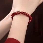 Cinnabar Pixiu Bracelet - 8mm Raw Stone Crystal Jewelry