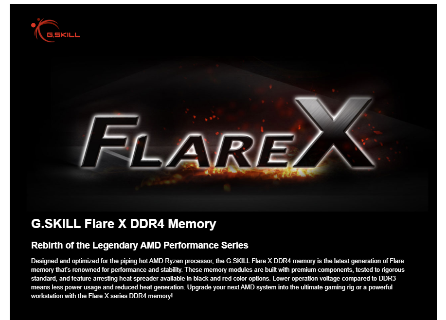 G.SKILL Flare X Series 16GB (2 x 8GB) 288-Pin DDR4 SDRAM DDR4 3200 (PC4 25600) (Desktop Memory) Gskill Model F4-3200C14D-16GFX
