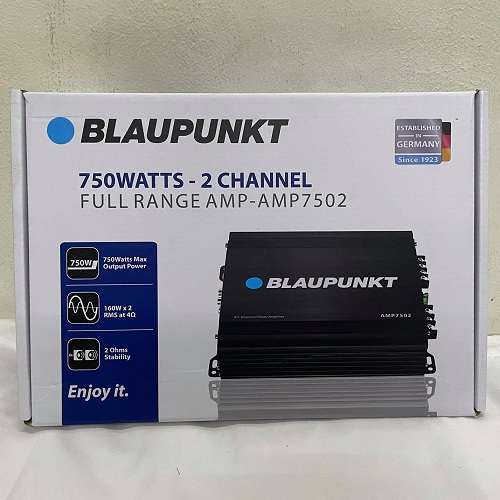 Blaupunkt AMP7502 750W 2-Channel Car Amplifier - 160W RMS X 2, Full-Range, Compact Design