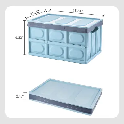 Storage Bin Bins with Lids Collapsible Plastic Crate Storage Container Box with Handle (3)