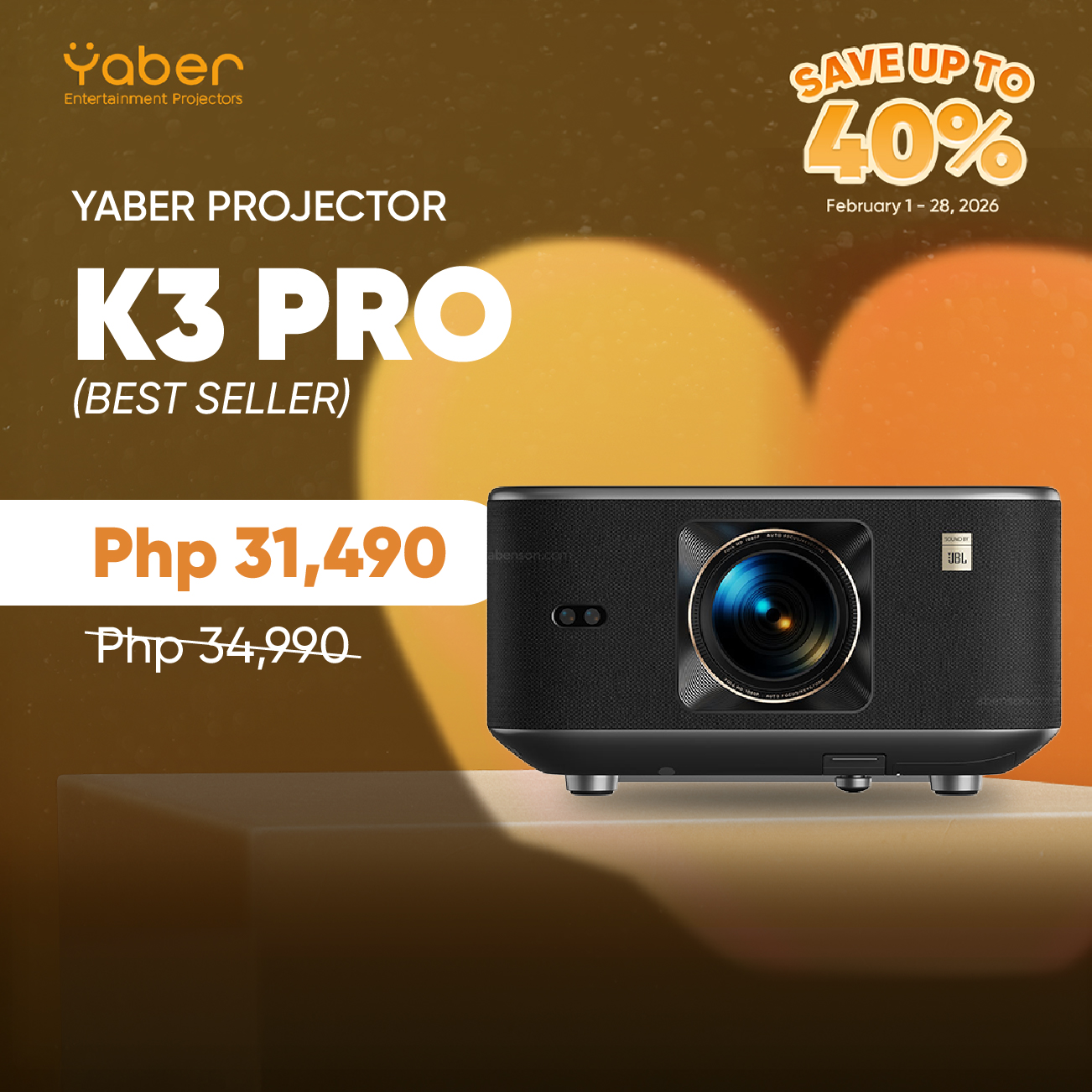 Yaber Entertainment Projector K3 Pro Auto Focus 1080P 1600 ANSI Lumens with JBL Sound, Dolby Audio, NFC Screen Cast, and CoolSwift | Yaber PH Presyo 31,490 Piso*Libreng Shipping