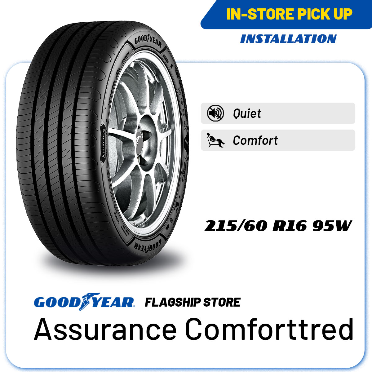 [INSTALLATION/ PICKUP] Goodyear 215/60R16 Assurance Comforttred Tire (Worry Free Assurance) - Mazda CX-3, Volkswagen Beetle, Toyota Camry, Honda Odyssey, Honda Accord, Chevrolet Orlando Presyo 8,580 Piso*Libreng Shipping