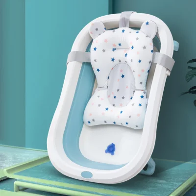 【Warranty 1 Year】Baby Bath Tub Silicone Foldable Baby Bath Tub With Cushion Baby Bath Support (4)
