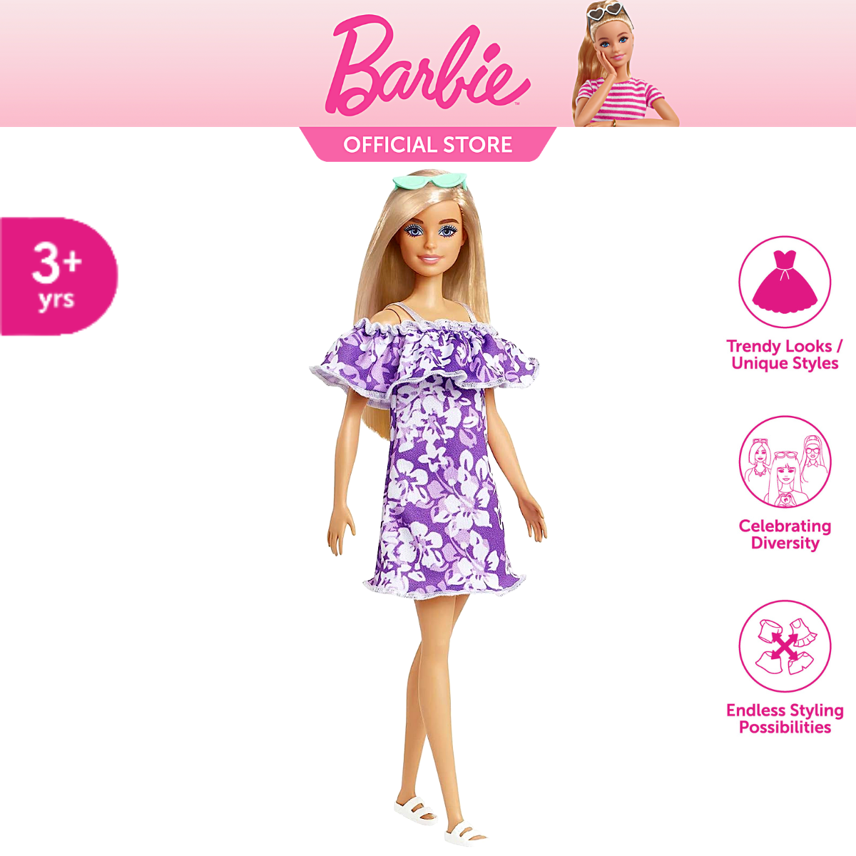 Barbie Fab Basic Doll My First Barbie Pink Dress Butterfly Design