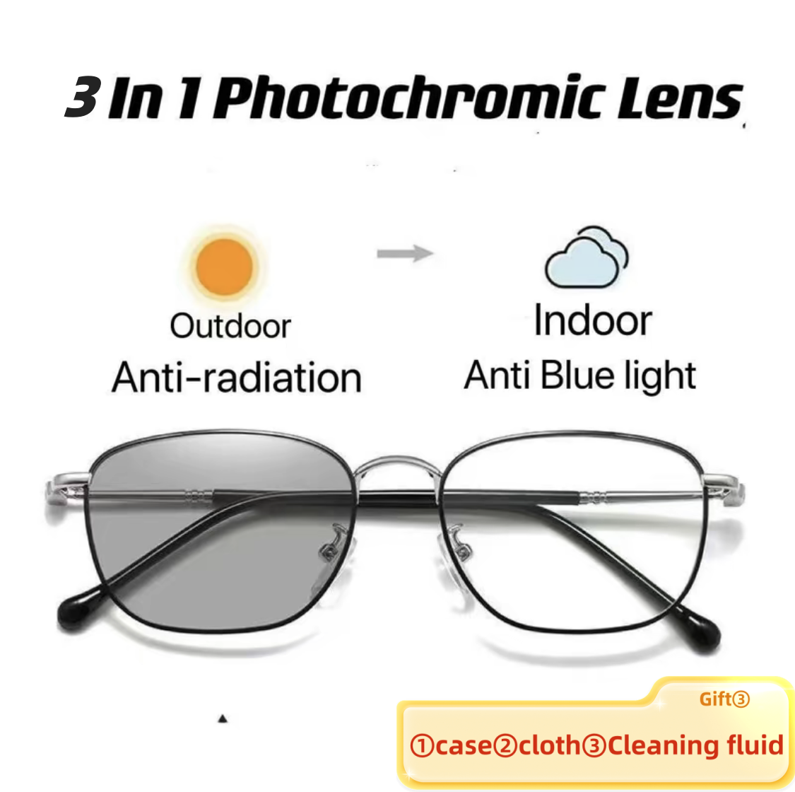 3in1 Photochromic New design Anti Blue Light And Anti Radiation