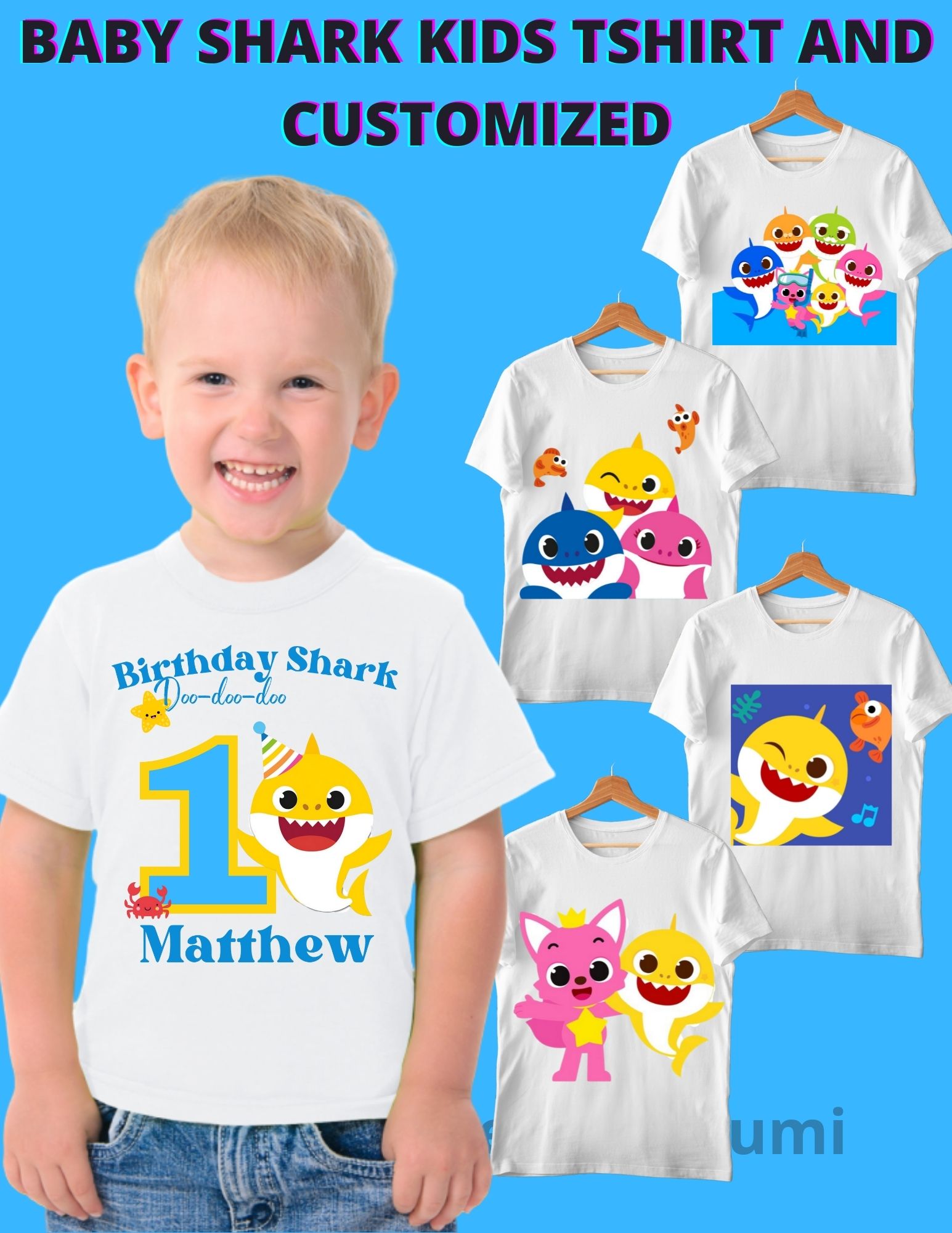 Baby Shark Birthday Shirt Set 1st Birthday Shirts Mommy, Daddy, Si ...