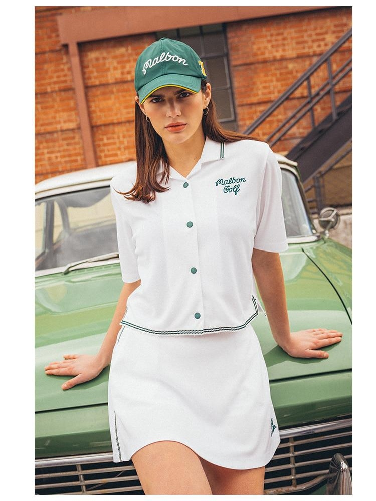 MALBON GOLF】 Bucket collar t-shirt □WOMAN / 追跡付 MALBON MALBON GOLF】 Bucket collar t-shirt □WOMAN / 追跡付 MALBON