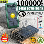 HITOP Solar Powerbank: Ultra-Fast Charging Portable Charger with Flashlight