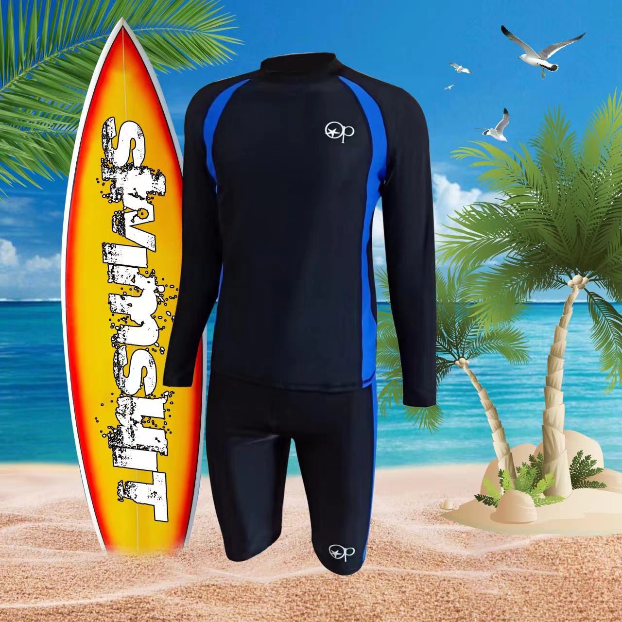 High Quality Fashionable OP RashGuard complete set w/ Pants for Men501 - Image 3