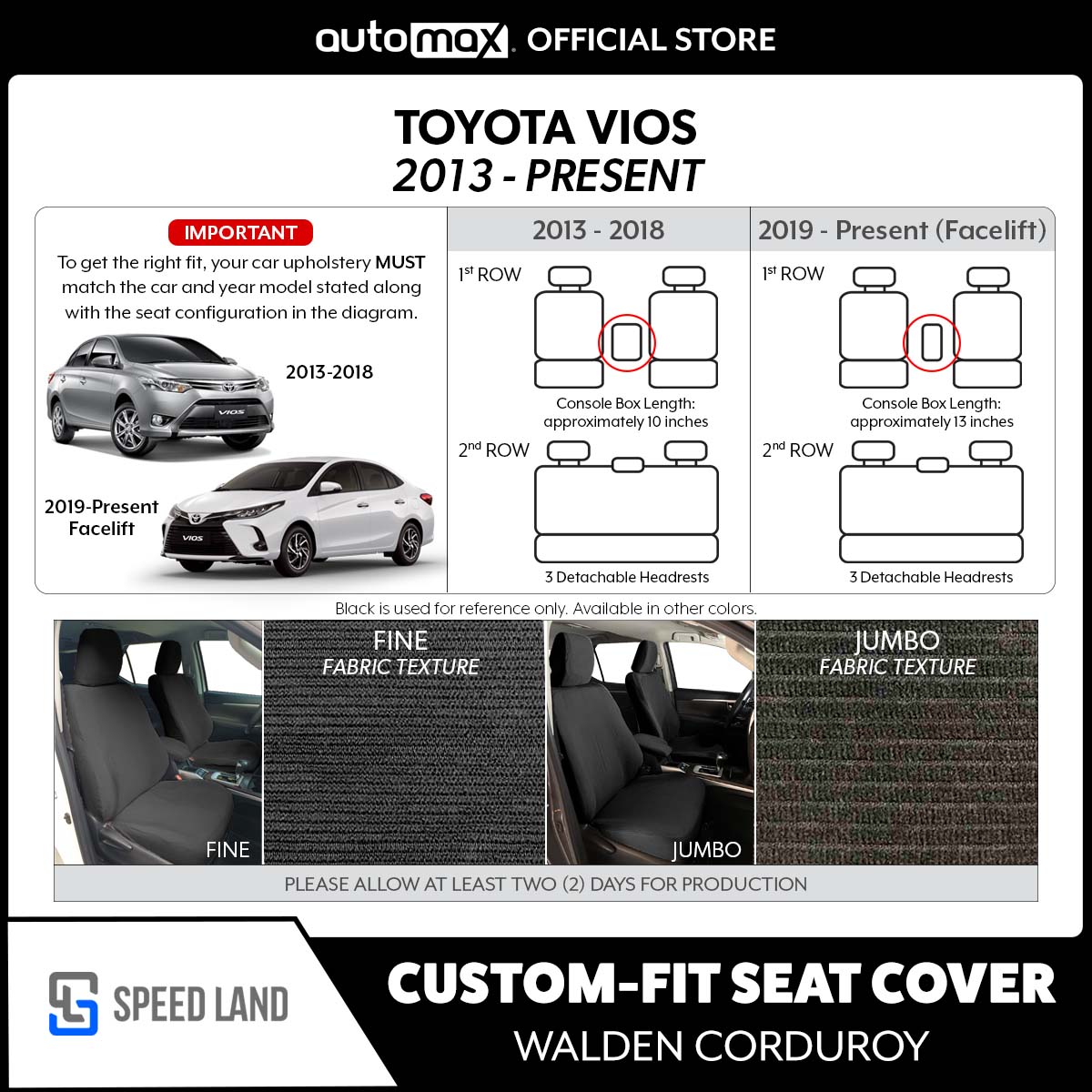 Shop Toyota Vios Seat Cover Corduroy online