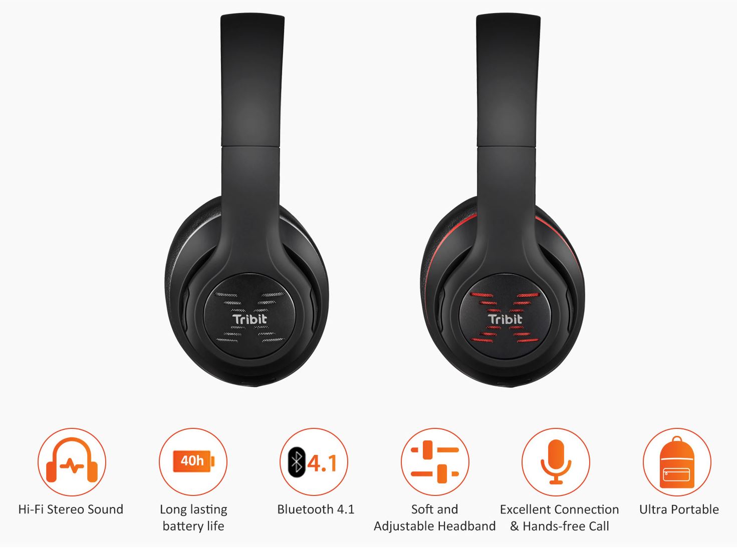 methaan Vergelden Realistisch Tribit XFree Tune Wireless Headphones Bluetooth 4.1 Over Ear Foldable – JG  Superstore