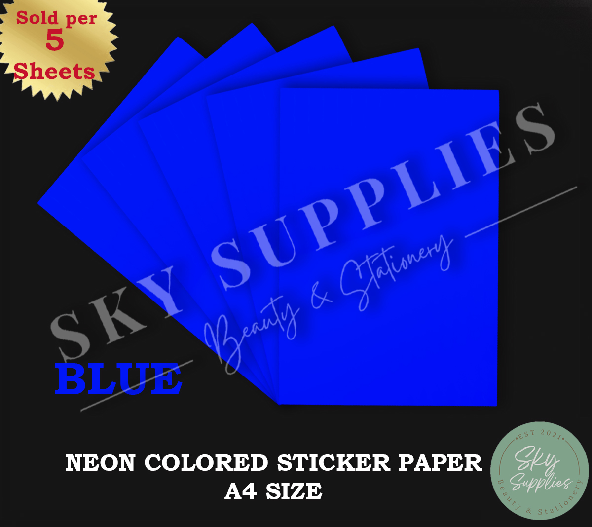 Neon Colored Sticker Paper A4 5sheets