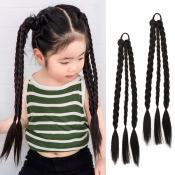 Kids Twist Braids Hair Extension - Black/Brown - Synthetic - Elastic