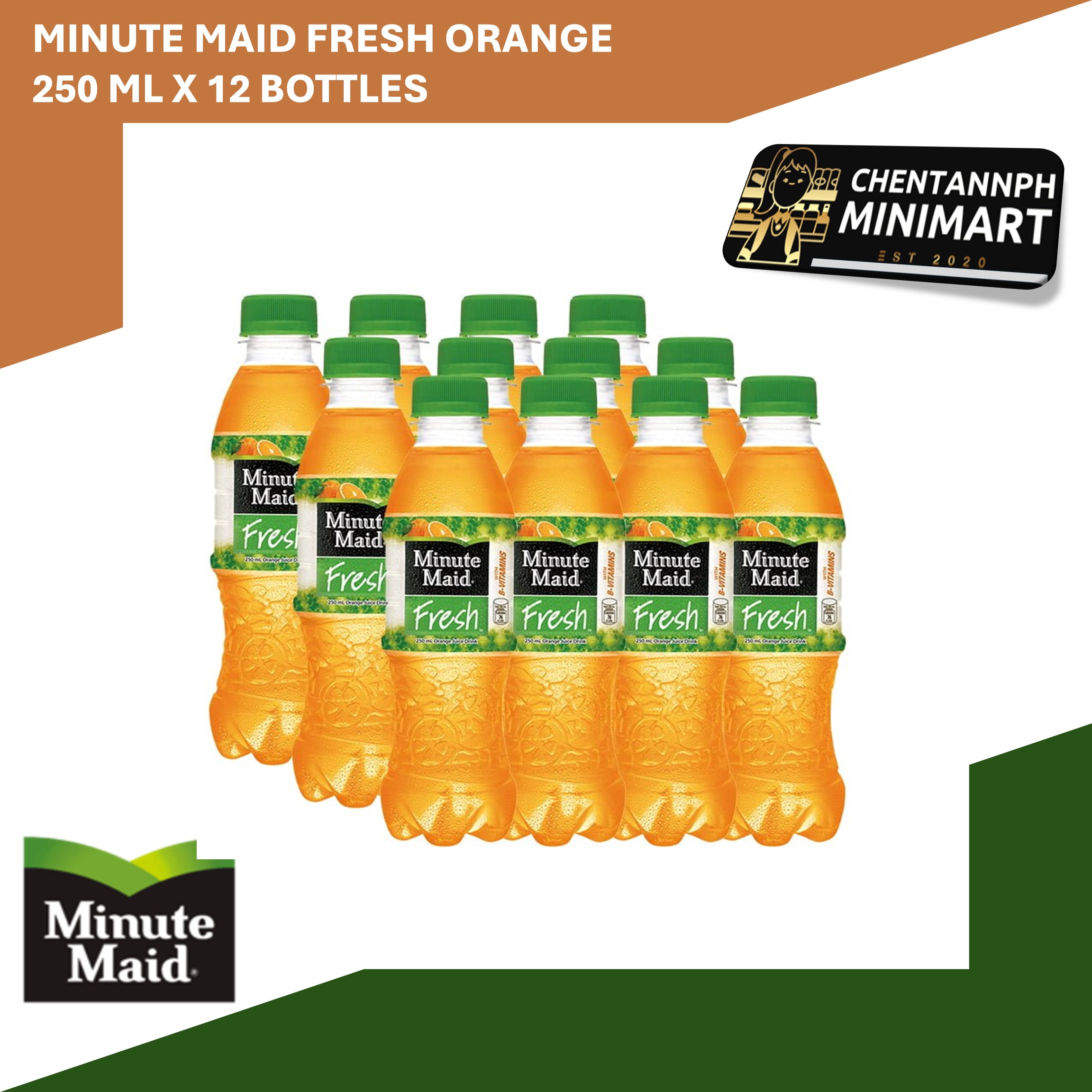 Minute Maid Fresh Orange Juice With B-Vitamins 250 ml x 12 bottles