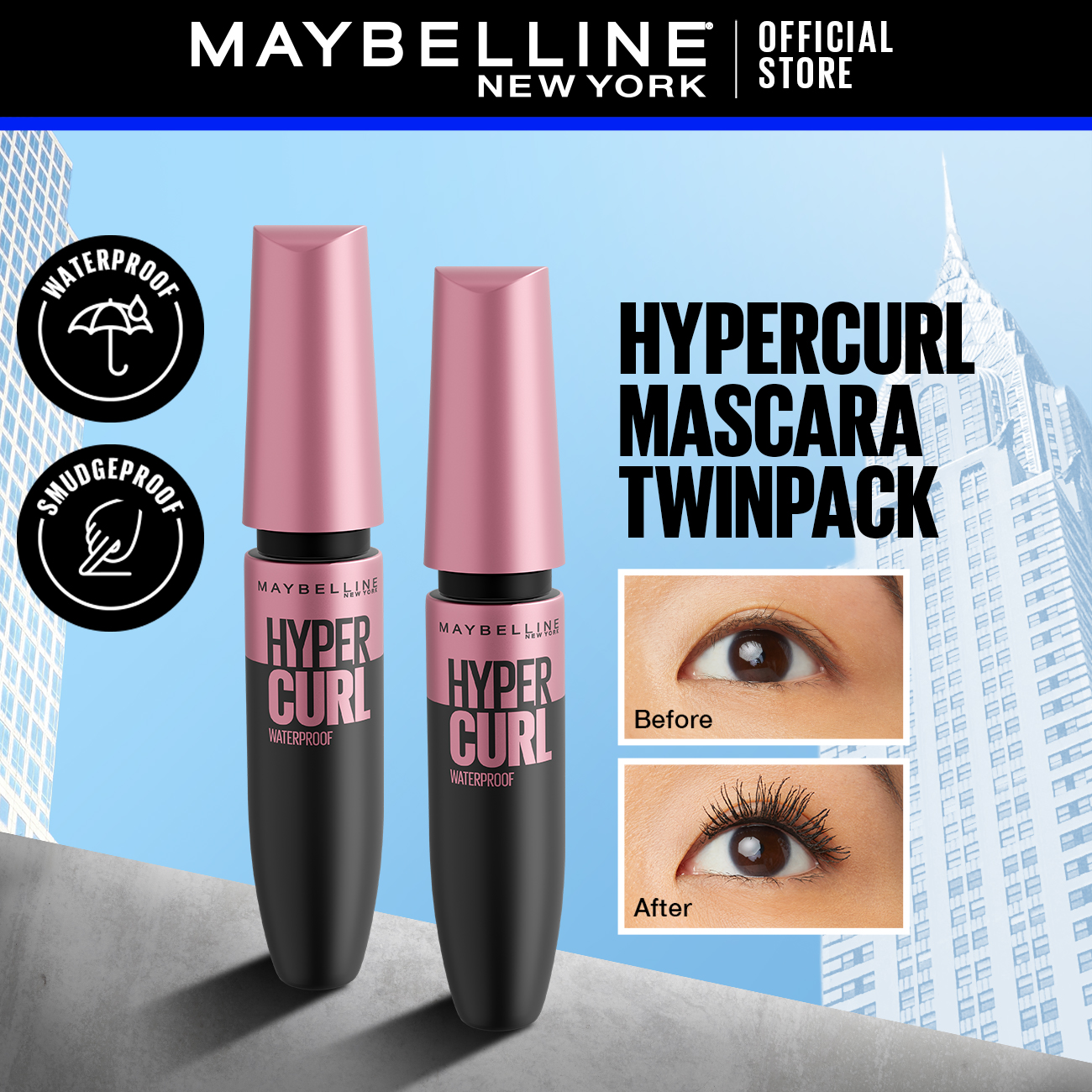 Discount on Maybelline  shoes - SKU: Maybelline Hypercurl Mascara Twinpack (9.2ml X 2 Black) - Curl Power, Waterproof, Smudge Proof, 36hr