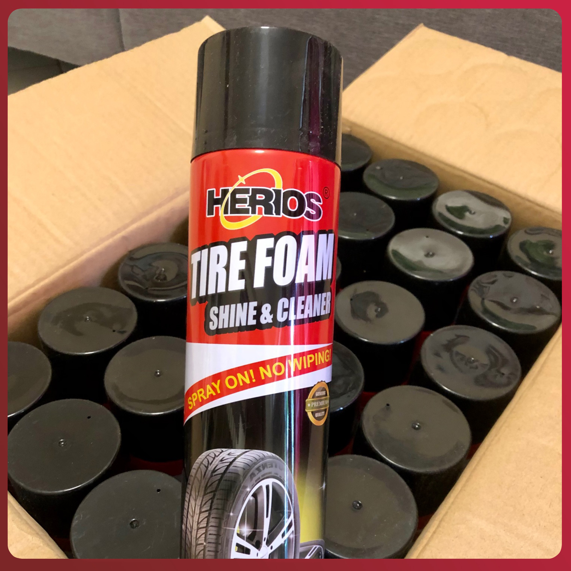 Herios Waterless Tire Foam Cleaner Spray with Tire Wax Tire Black Tire Shine  Tire Cleaner