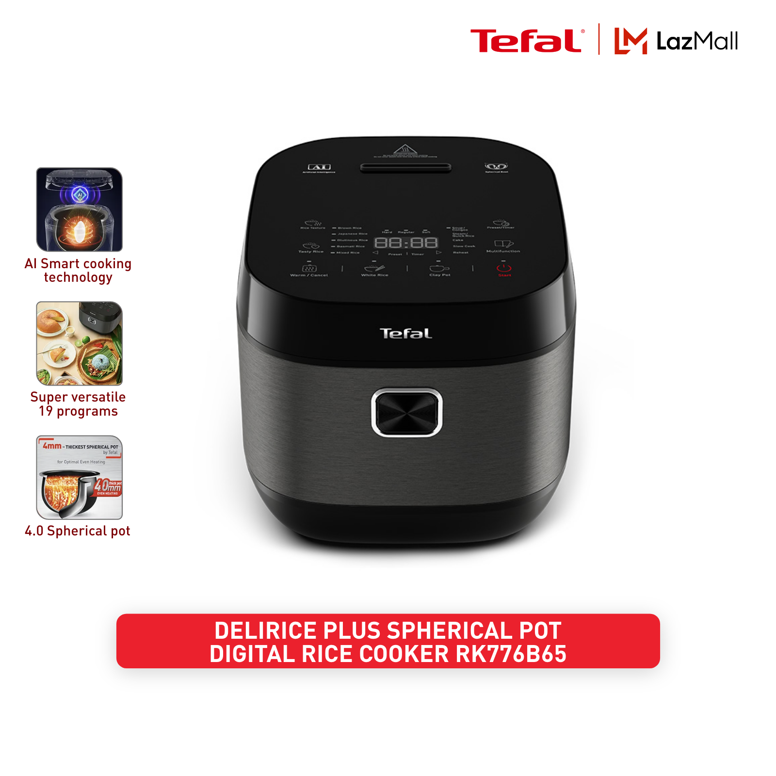 Tefal Delirice Plus Digital Rice Cooker RK776B65 10 Cups