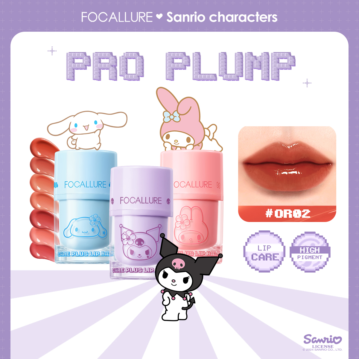 Discount on Focallure  shoes - SKU: FOCALLURE X Sanrio Pro Plump Jelly Lip Balm Moisture High Pigment Long Wear Airy-Light Lip Care #Cal