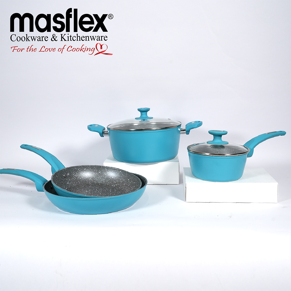 Masflex Spectrum 16cm Non-stick Blue Induction Casserole with Glass Lid, Cookware, Kitchen, abensonHOME Kitchen Furniture and Accessories
