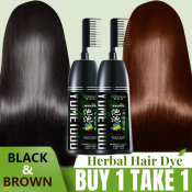 Herbal Hair Dye Shampoo with Comb - Black/Brown Color