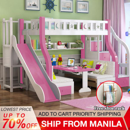 Baierdi double deck bed loft bed double deck bed on sale bed frame double deck doble deck bed bunk bed with desk under bed for kids loft bed with study underneath doble deck bed with foam pull out bed