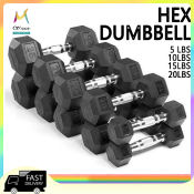 Rubber Hex Dumbbells Set by Metal Handle, Various Weights