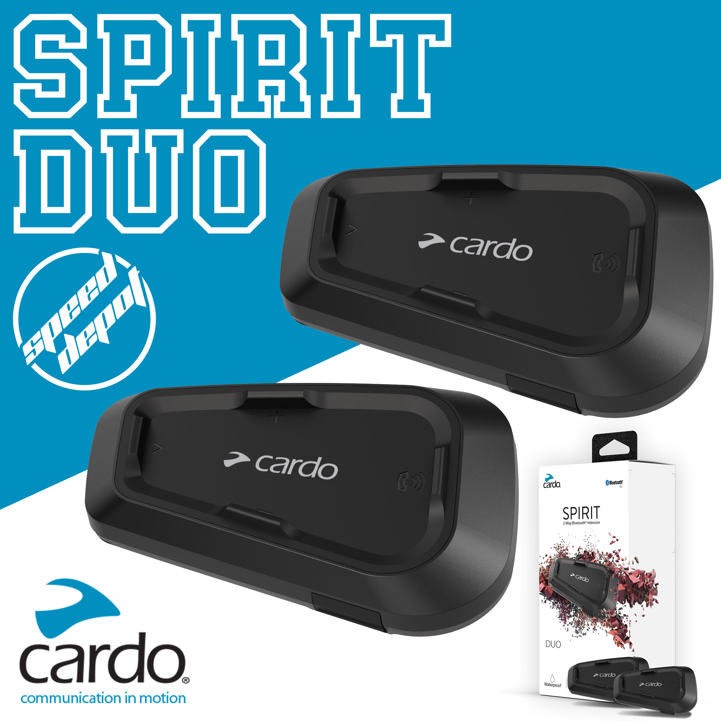 Cardo Spirit [Single / Duo] 2-Way Bluetooth 5.2 Intercom, Original, Speed  Depot