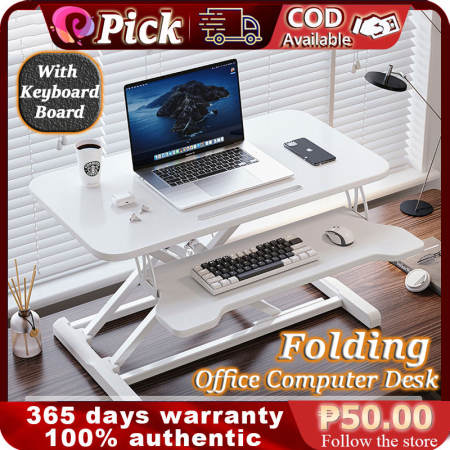 Adjustable Sit-Stand Desk Riser with Keyboard Tray - 