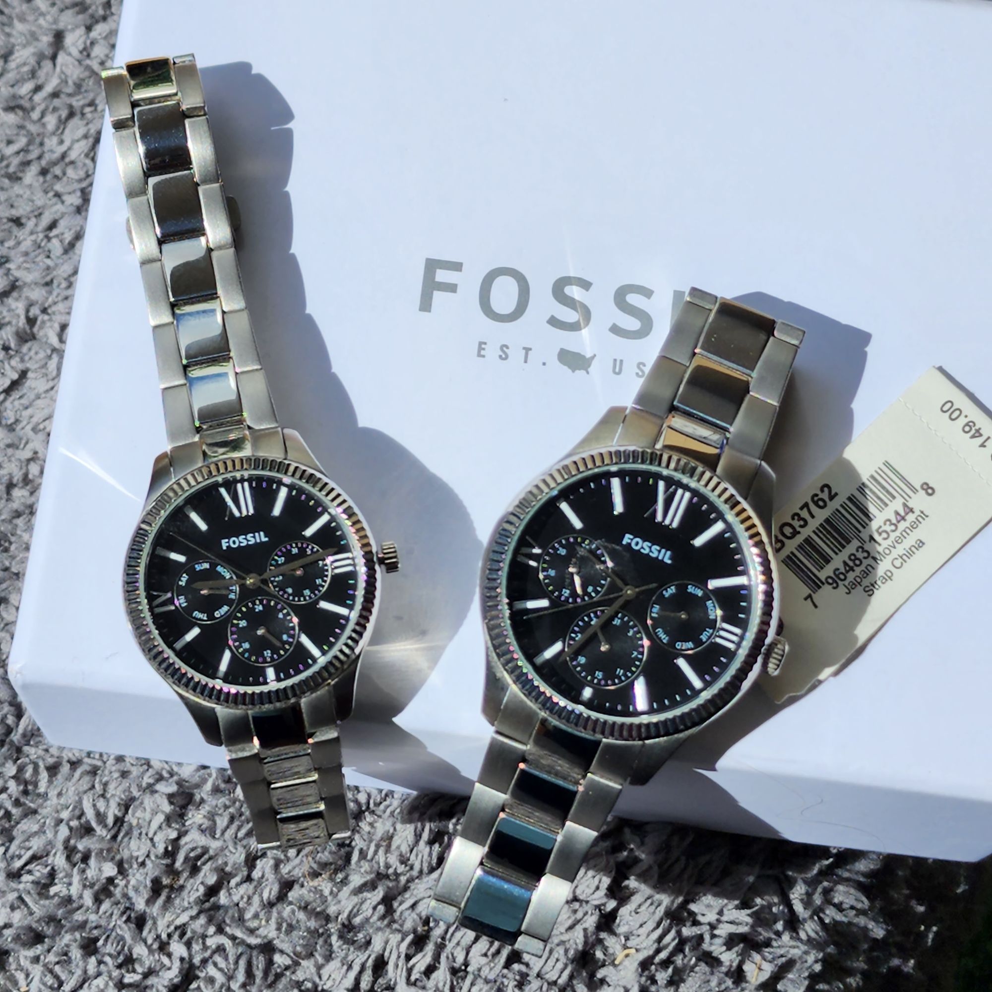 Fossil His And Her Multifunction Stainless Steel Watch Set