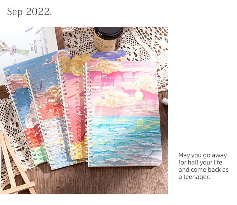 Notebooks Aesthetic Oil Painting Cover Coil Book A5 Sketchbook Journals  Diary Notepad Weekly Planner Office School Supplis 1pc