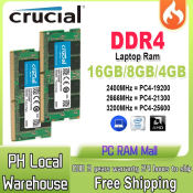 Crucial DDR4 SODIMM Laptop RAM - 8GB, 16GB, 2400/3200MHz