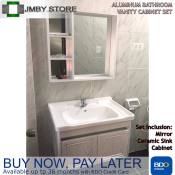 Aluminum Bathroom Vanity with Mirror & Ceramic Sink - Rust-Resistant