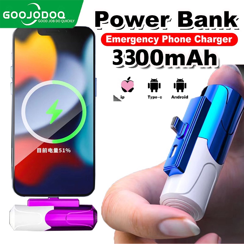 GOOJODOQ Power Bank Mini Time Capsule 3300mAh Emergency Phone Charger Mini  Power Bank USB Micro USB Type C Lightning For cellphone HUAWEI, Samsung,  Apple, Xiaomi, OPPO, vivo