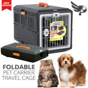 Foldable Pet Carrier Travel Cage - Modern Design - Black