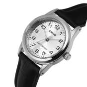 Casio MTP V001 Black Leather Strap Watch For Women