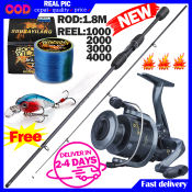 Full Fishing Rod Set with Reel and Accessories, 1.8m