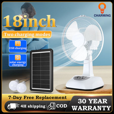 Solar Electric Fan with Charger and Emergency Light