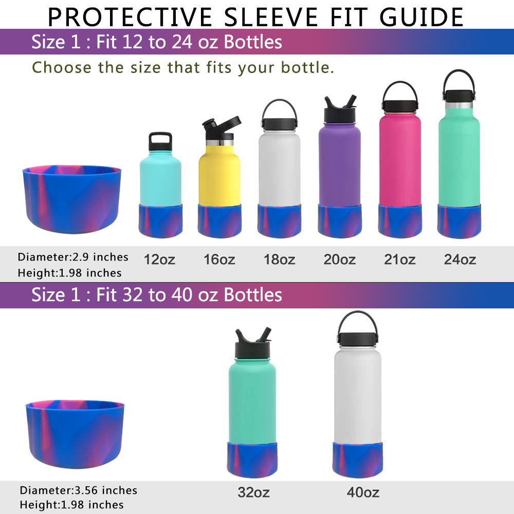 HOT-14 Pieces Water Bottle Boot Protective Bottle Silicone Sleeve 12-24 Oz  Water Bottle Sleeve Accessories,For Hydro Flask