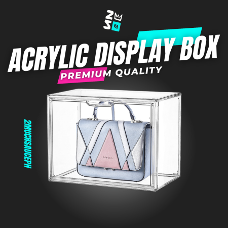 Acrylic Luxary Bag Case & Display Box Side Drop Magnetic Fully Transparent Stackable 2muchsauce.ph