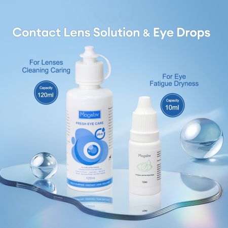 Contact Lens Solution & Eye Drops Set - 10ML & 120ML