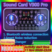 V300 PRO Sound Card with Dual Headphone Jacks, Bluetooth